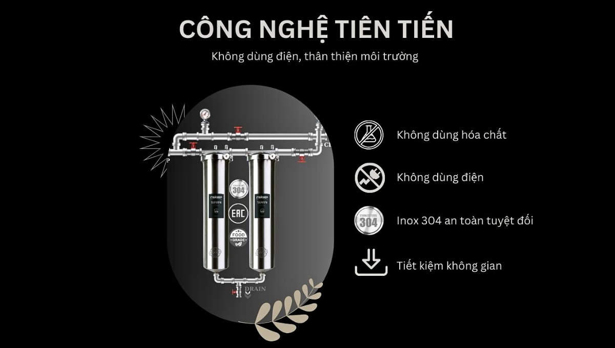 Geyser Ecotar 2F tiên phong lọc tổng không cần sử dụng điện, độ bền trên 10 năm