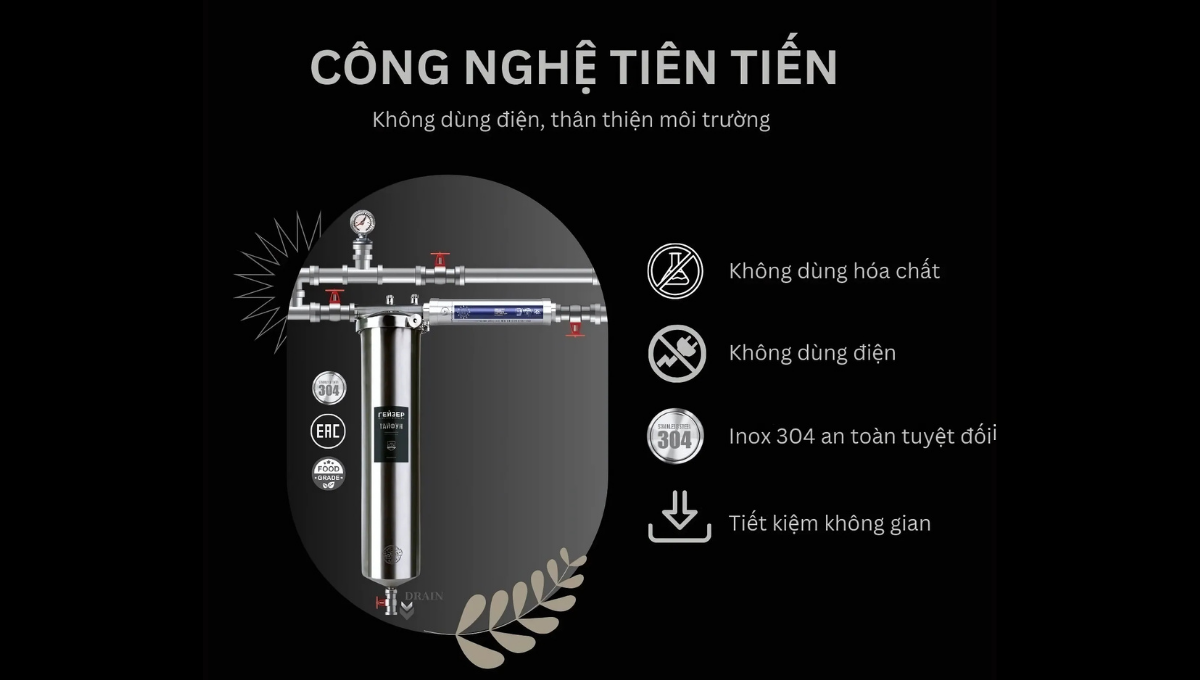 Geyser Ecotar 1F1A tiên phong lọc tổng không điện, độ bền trên 10 nămGeyser Ecotar 1F1A tiên phong lọc tổng không điện, độ bền trên 10 năm