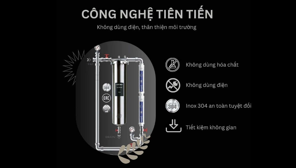 Lọc tổng Geyser Ecotar 1F2A tiên phong công nghệ không điện