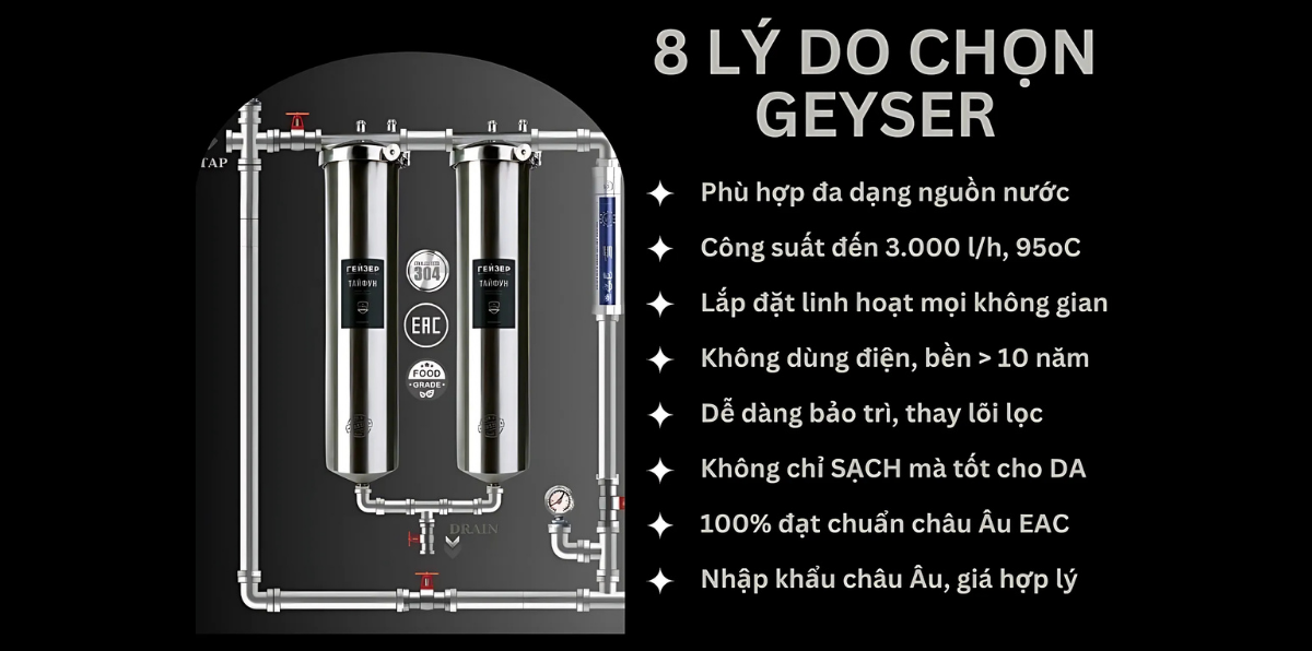 Máy lọc tổng Geyser Ecotar 2F1A mang đến sự an tâm tuyệt đối cho người dùng