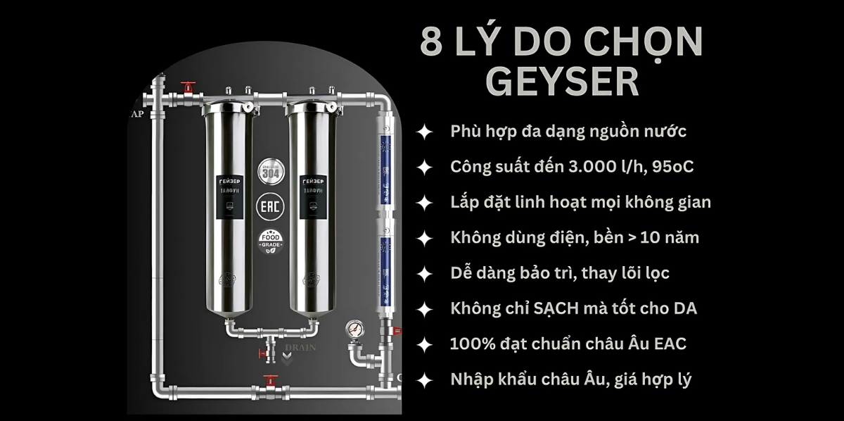 Máy lọc tổng Geyser Ecotar 2F2A nhận được sự tin tưởng tuyệt đối bởi hàng triệu hộ gia đình