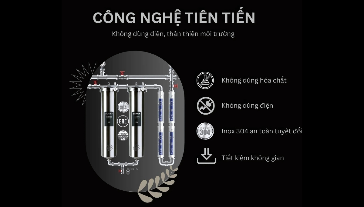 Geyser Ecotar 2F4A tiên phong lọc tổng không cần sử dụng điện, độ bền trên 10 năm