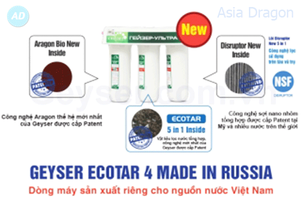 Máy lọc nước Nano Geyser Ecotar 4 đến từ Liên Bang Nga