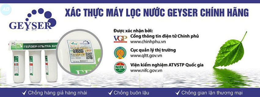 Xác thực máy lọc nước Nano Geyser Ecotar 