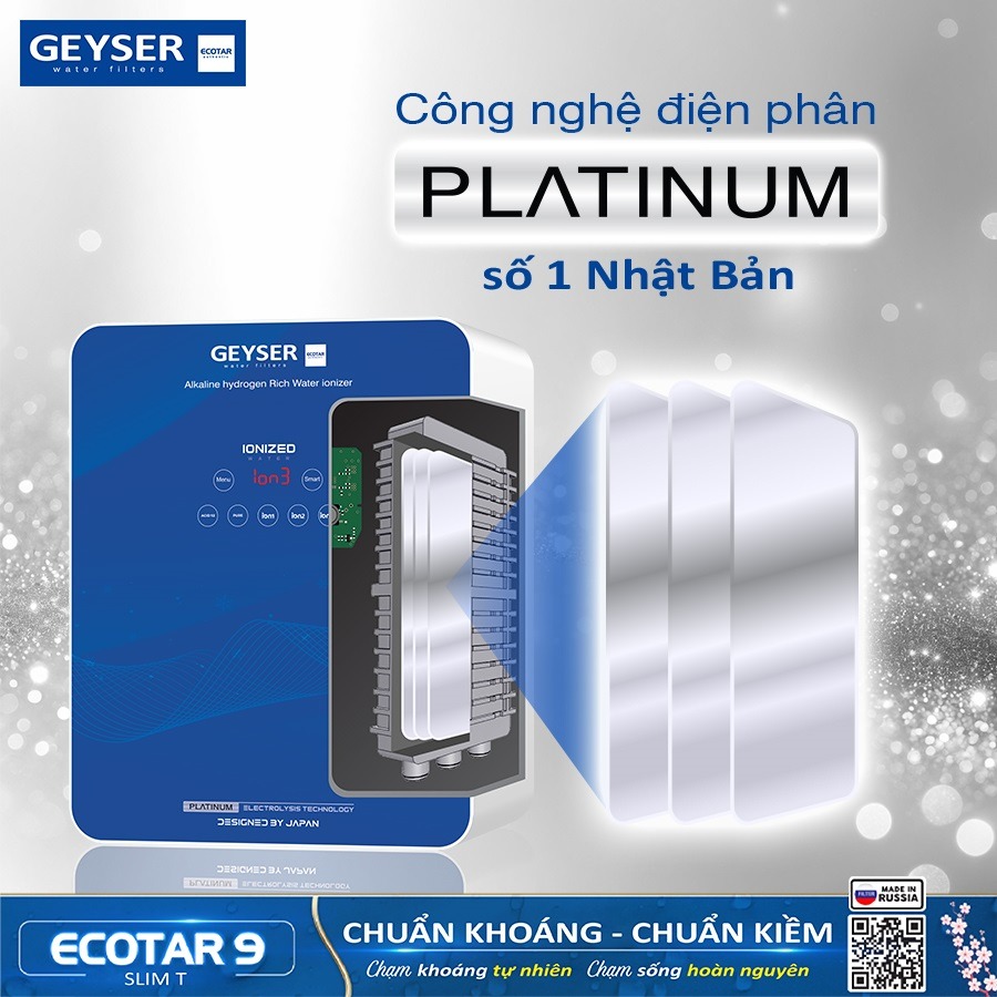 Trang bị 3 tấm điện cực Titanium phủ Platinum